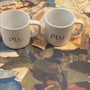 Mr. and Mrs. White Mugs